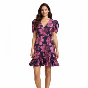 TCEC Pink and Black Floral Mini Dress